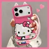 Pingente de celular de pelúcia com orelha de gato, adequado para capas de celular Apple 18pm, iPhone 16, fofo, 17, suporte duplo, 15, para meninas