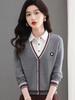 Suéter Falso Duas Peças para Mulheres, Novo Outono 2025 Pulôver Gola Polo Elegante Camisa Base Top
