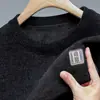Prenda de Punto de Terciopelo de una Pieza Elegante Cuello Redondo para Hombre Cálida de Terciopelo Engrosada Suéter de Chenilla Camiseta Básica
