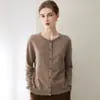 Nueva Colección Otoño/Invierno 2026: Cárdigan 100% Cachemir Puro, Estilo Sencillo para Mujer, Suéter de Punto Cuello Redondo, Top de Manga Larga para Mujer