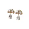 Pendientes Originales de Moda Estilo Europeo y Americano Simples Versátiles de Zirconia Blanca con Goteo de Aceite en Forma de Champiñón con un Toque de Lujo Ligero y de Alta Gama, Pendientes de Aguja de Plata para Mujer