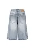 Pantalones Cortos Lavados de Mezclilla con Patrón de Bigotes Estilo Americano con Botones Diagonales para Hombres y Mujeres, Nuevo Estilo de Verano Holgados de Pierna Ancha Cleanfit