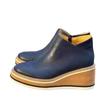 Otoño e Invierno Nuevos Botines Comercio Exterior Transfronterizo Talla Grande Zapatos de Mujer Europeos y Americanos Punta Redonda Suela Gruesa Tacón de Cuña Cremallera Lateral Botas Casuales