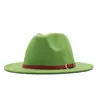 Sombrero de Sol para Exteriores Clásico Fieltro Fedora Ala Ancha Moda Sombrero Jazz con Hebilla de Cinturón