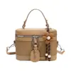 Yaozi 2026 principios de otoño nuevo color de moda estilo retro de bloques de color bolso cubo texturizado, adecuado para ir al trabajo, se puede llevar como bolso de hombro, bolso cruzado o bolso de mano