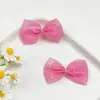 Malla brillante a cuadros con lazo de perlas en forma de corazón, accesorios DIY para el cabello de niños, zapatos, sombreros, ropa, muñecas, accesorios para fundas de teléfono