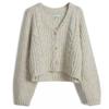 Tejido de Lana de Oveja Top para Mujer 2026 Otoño e Invierno Nuevo Estilo Cárdigan Holgado de Manga Larga con Cuello en V Suéter de Punto Ins