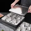 Caja de Condimentos de Acero Inoxidable 201 Caja de Sabores Estilo Japonés Caja Rectangular Contenedor de Condimentos Caja de Almacenamiento de Muestras Caja de Condimentos para Alimentos con Tapa