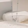 Estilo Coreano Personalidade Simples Doce Pingente de Laço Joias Geométricas Corrente Reta de Cobra Senso de Design Titânio Aço Joias Conjunto Mulheres