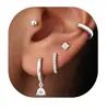 Amazon Transfronterizo Nuevo Juego de Pendientes Multipièce con Circonita Incrustada en Cobre, Pendientes Geométricos de Lujo Ligero a la Moda para Mujer, Adecuados para el Viaje Diario