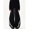 Pantalones Jogger Rayados de Pierna Ancha Talla Grande 150 kg Unisex Otoño/Invierno 2026 Delgados de Cintura Alta Corte Relajado