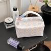 Bolsa Portátil de Maquiagem e Higiene Pessoal com Estampa de Gato de Desenho Animado de Aparência Sofisticada, Grande Capacidade, Bolsa de Mão Tridimensional, Armazenamento para Viagem