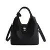 Bolso Cubo con Hebilla de Cierre Estilo Vintage para Mujer, Nuevo Modelo 2026, Bolso de Mano Casual de Color Sólido con un Toque de Alta Gama, Bolso de Hombro