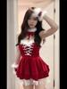 Huanye Nuevo Rojo Año Nuevo Navidad Vestido de Gala de Guerra Atmósfera Usando Sexy Terciopelo Cintura Vestido Tutú