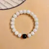 Pulsera de un solo círculo de cuentas de Bodhi de Jade Blanco Cultural y Creativa para Mujer, Estilo Antiguo Artístico, Suave y Flexible para Llevar Alrededor del Dedo, Varios Estilos, Pulsera Inspirada en el Zen para Mujer