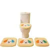 Alfombrilla de Toilet Toilette de Peluche de Dibujos Animados Juego de Tres Piezas Cubierta de Asiento de Inodoro Gruesa y Cálida Alfombrilla de Piso en Forma de U para Baño Cubierta de Asiento de Inodoro En Stock