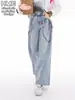 Jeans Feminino Europeu e Americano 2026 Marca Tendência High Street Resistente Estampado Casual Solto Reto Perna Larga Calças Transfronteiriça