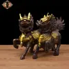 Hongda Cobre Atacado Cobre Puro Dourado Grande Riqueza Cobre Kirin Presente para Casa Ornamento Auspicioso