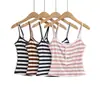 Camisola rayada informal para mujer coreana, nuevo estilo retro, top sexy sin mangas con botones, camiseta básica ajustada