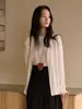 Cardigã de Seda Modal para Primavera e Verão Feminino, Tricô Skin-Friendly de Lã de Seda Estilo Coreano, Blusa Leve de Manga Longa com Botões