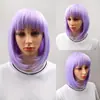 Moda Europea y Americana Casco Bobo para Mujer Multicolor Cabello Corto de Estudiante con Flequillo Seda de Alta Temperatura Casco para Niñas Peluca