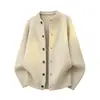 Suéter Cardigan de Color Sólido Simple de Alta Calidad para Hombre, Tejido Versátil, Ropa de Abrigo Holgada, Tendencia Primavera y Otoño 2026