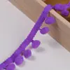 Borda de Renda com Pompons Coloridos de 1cm em Ângulo Reto em Estoque para Roupas, Cortinas, Acessórios de Vestuário, Fita com Franjas Pied-de-Poule
