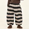 Calça Changguo Clothing para Meninos com Forro de Lã Estilo Coreano de Inverno Calça Listrada para Crianças e Bebês com Lã Integrada Calça Casual