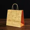 Nueva Bolsa de Mano Naranja de Papel Kraft Bicolor con Costuras Bolsa de Embalaje para Hornear Pastel Fideos Bolsa de Embalaje para Alimentos Snack