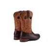 Botas de Caballero Bordadas con Costuras Nuevas Zapatos de Hombre con Botas de Cuero Comercio Exterior Manga Media 4840 Mujer Europeas y Americanas Negras