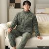 Pijama de Invierno Nueva Llegada para Hombre Acolchado de Tres Capas Engrosado con Forro Polar Cierre de Cremallera para Usar en el Exterior Traje de Ropa de Casa de Invierno para Hombre