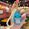 Chaveiro Criativo e Fofo de Frango Grande Cravejado com Diamantes, Corrente de Pérolas Artesanal Estilo Ins, Pingente Requintado para Bolsa Estilo Coreano para Meninas