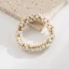 Versión Coreana Diseño de Nicho Hilo Dorado Simple Alta Elasticidad Goma para el Cabello Estilo Ins Rodete Cola de Caballo Alta Anillo para el Cabello de Perla para Mujeres