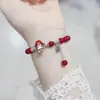 2025 Año del Zodiaco Pequeño Dios de la Riqueza Amuleto de la Suerte Pulsera de Hilo Rojo Pulsera de la Paz Regalo para Pareja Estilo Artístico Retro