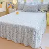 Nuevo Estilo 2024 Juego de Tres Piezas de Falda de Cama 100% Algodón Colcha de Una Pieza Sábana de Cama 100% Algodón con Volante Estilo Coreano Protector de Cama General para Cuatro Estaciones