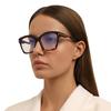 Gafas de sol cuadradas con montura simple, estilo casual europeo y americano, con espejo plano, antiluz azul, a la moda para hombres y mujeres.