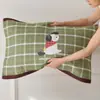 Funda de almohada de algodón puro, Par de algodón, Funda de almohada de gasa de dibujos animados, Antideslizante, Anticaída, Funda de almohada para el hogar, Paquete individual