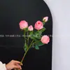 Rosa Simulada de 5 Cabeças com Borda Queimada Flor de Seda Retrô Decoração de Casa e Casamento Buquê de Flores Artificiais Arranjo de Flores Ornamentos Atacado