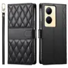 Adequado para capa flip VIVOY05 com padrão de diamante, Google Pixel7 com alça de pulso, suporte crossbody, capa de celular anti-queda