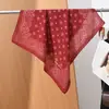 Pañuelo pequeño cuadrado de algodón y lino con estampado de espiga estilo "old money", pañuelo para la cabeza tipo terciopelo sedoso, chal protector solar para el cuello para mujer