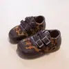 Zapatos de piel con estampado de leopardo para niña, nueva colección de otoño, estilo retro, zapatos de vestir, cierre de velcro para niños, suela suave, antideslizantes, zapatos planos