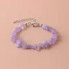 Pulsera de Grava Natural Mujer Amatista Granate Pulsera de Cristal Irregular Hebilla de Langosta Pulsera de Cadena Extendida