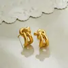 Brincos de Ouro 18K Nós Design de Nicho Brincos Trançados Design Simples Normcore Acessível de Luxo Transfronteiriço Brincos Franceses