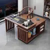 Mesa de té giratoria para balcón, mesa de té pequeña móvil, nuevo modelo para uso doméstico, mesa integrada totalmente automática, mesa y sillas de té pequeñas de madera maciza de alta gama