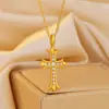 Collar con Colgante de Cruz de Diamante Estilo Retro Europeo y Americano Elegante de Gama Alta Cadena para Clavícula Popular de Pareja Mismo Estilo