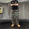 Pantalones casuales de camuflaje de estilo callejero americano Cleanfit, de nicho, para hombres y mujeres, pantalones largos de marca de moda con estampado de leopardo y retazos, corte holgado