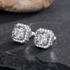 Exquisitos Aretes Cuadrados para Mujer Llenos de Diamantes Incrustados con Zircón Verde Aretes Venta Caliente Transfronteriza Joyería de Fábrica Stock Listo