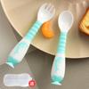 Cuchara de Entrenamiento para Bebé Aprendiendo a Comer Niños con Ventosa Cuchara Suave Curvable Vajilla Entrenamiento Complementario para Alimentos de Bebé Cuchara Curva