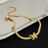 Joyería de acero de titanio europea y americana pulsera de cadena de eslabones de cuchilla para mujer no se decolora traje de acero inoxidable mariposa esmerilada de oro de 18 quilates