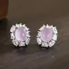 Aretes morado lavanda con diamantes brillantes, diseño de girasol, diamantes corte marquise, cabujón ovalado, adecuados tanto para uso diario como para fiestas nocturnas